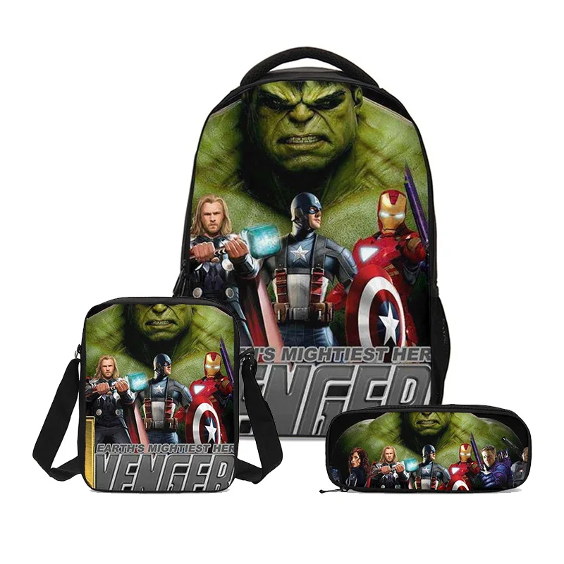 New Marvel Comics Hulk Captain America The Avengers studenti zaino in tre pezzi Computer 3d ragazzi e ragazze zaino leggero