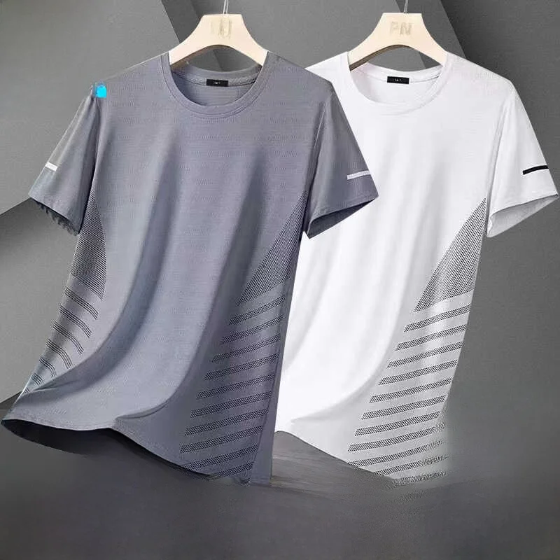 Quick Dry Short Sleeve T-Shirt Men's Summer New Loose Thin Ice Silk Breathable Sportswear Youth Fashion Sun Protection Clothing