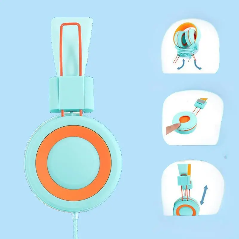 

Wired Headphones with 3.5mm Audio Jack - Foldable Lightweight Stereo Headset, Built-in Mic for Online Learning - Cute Gift