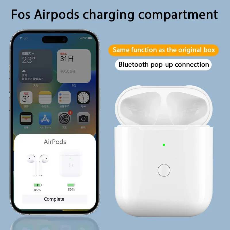 

For Airpods 1 2 Active Earbuds Wireless Earphone Charging Case 550mAh Charger Box for Original Airpods 1 2 Headphone Compartment