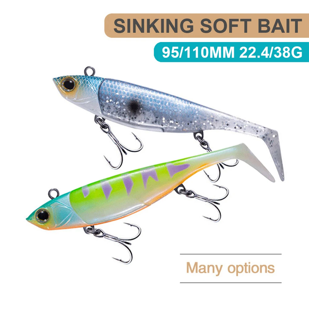 9.5/11Cm 22.4/38G Umpan Pancing Tenggelam T Ekor Kepala Jig Umpan Lembut Wobbler Casting Panjang Memancing Air Laut Umpan Bass Ikan Trout RE100