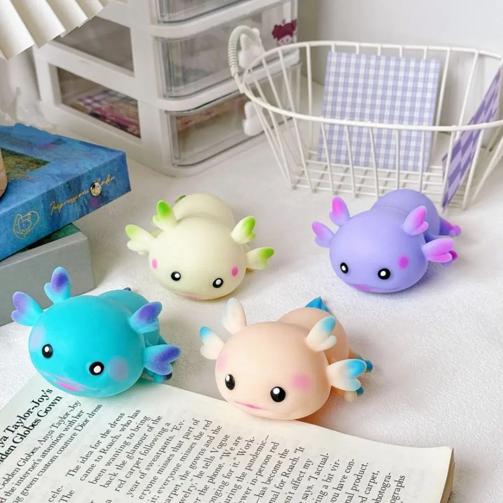 Relaxing Cute Axolotl Squeeze Stress Relief Stretch Design Cartoon Fish Squishy Fidget Multiple Color Slow Rebound For Adult
