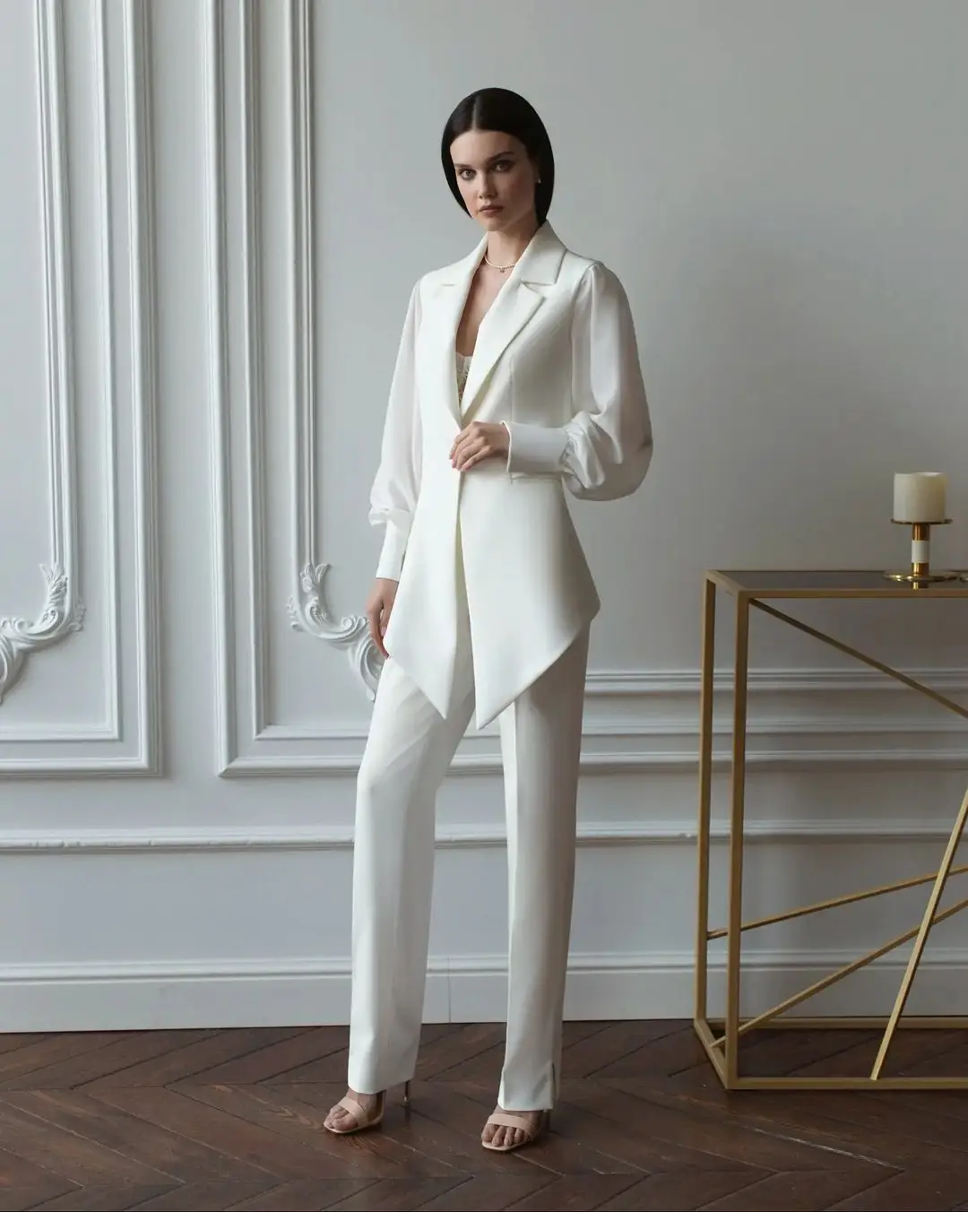 Customized Celebrity Wedding Women's Blazer Sets Ivory Pants Suits Elegant New Fashion Office Ladies 2 Pcs