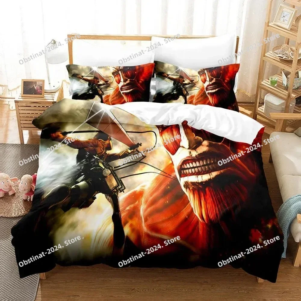 New Attack On Titan Bedding Set Printed Bed Set With Pillowcase Bed Duvet Cover Soft Single Double Queen Super King Size Bedroom