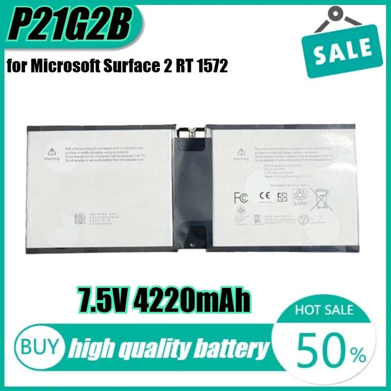 

7.5V 31.3Wh 4220mAh P21G2B Laptop Battery for Microsoft Surface 2 RT 1572 Pluto X870749-004