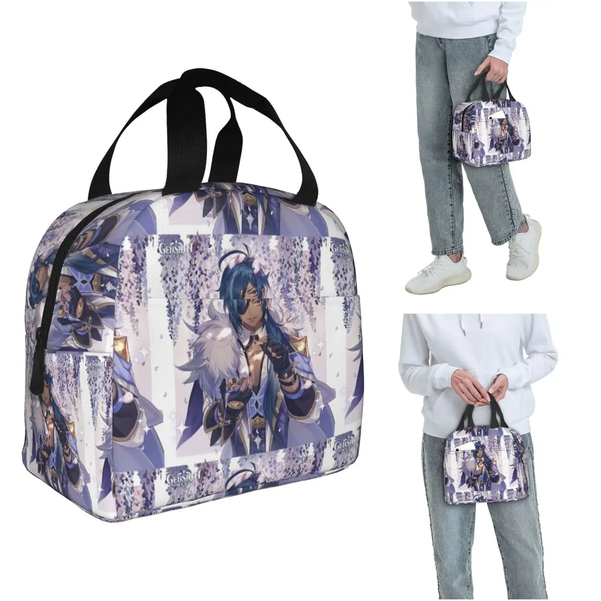 

Термосумка для обедов Kaeya Game Genshin Impact в стиле аниме для женщин и детей, портативный термоконтейнер для еды, сумка-тоут