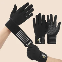 Guantes de gimnasio para levantamiento de pesas, mancuernas de dedo completo con soporte de muñeca para ejercicio pesado, Fitness, entrenamiento, culturismo