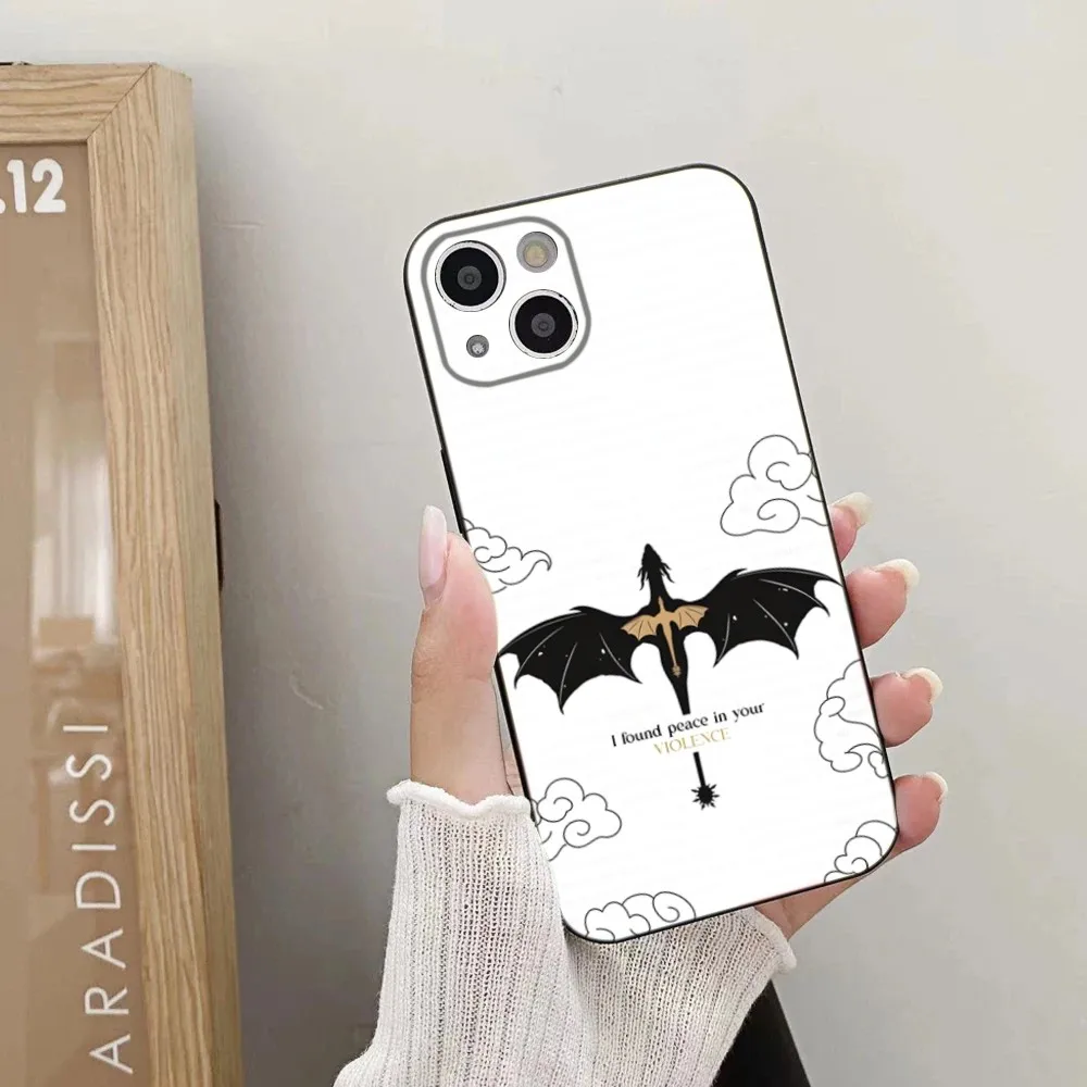 F-Fourth Wing Phone Case For iPhone 15,14,13,12,11 Plus,Pro,Max,XR,XS,X,7,8 Plus,SE,Mini Silicone Soft