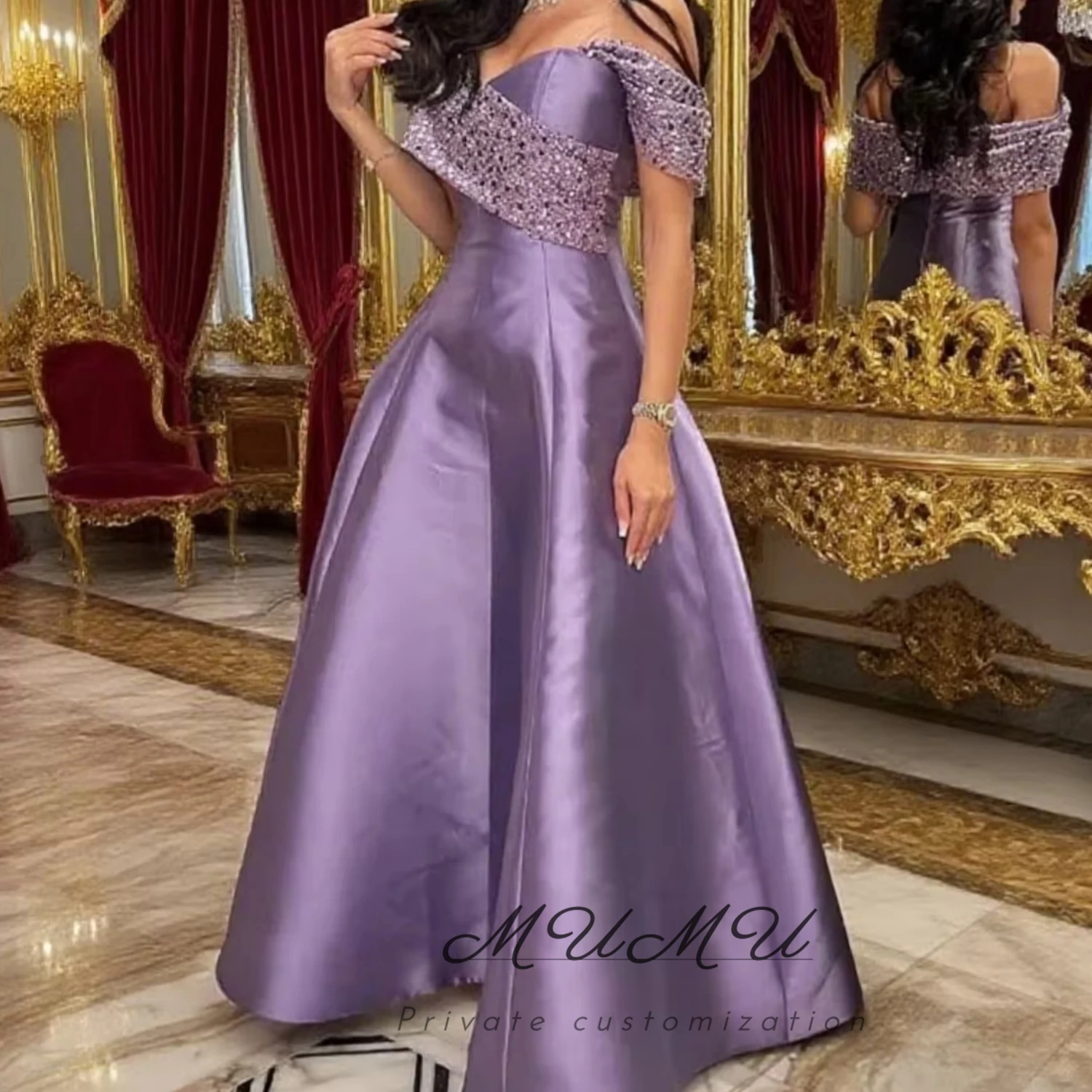 

MuMu Customized Luxurious Women's Evening Dresses for Special Occasions فساتين سهرة Purple Prom Dress Платье Вечернее Party Gala