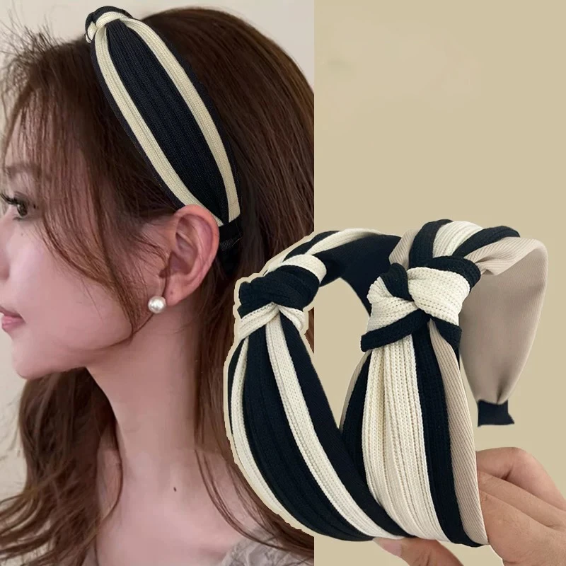 

1 Pcs Ladies' Hair Bands Striped French Bow Elegant Gentle Sweet Simple Verstaile Retro Hair Hoops High-quality Hair Accessories