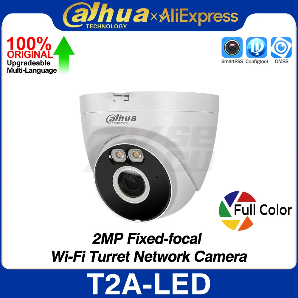 Nunua Original T2A-LED 2MP Partner-focal Wi-Fi Tourelle Caméra Réseau Document Complet Détection Humaine Micro Intégré Emplacement SD IP67