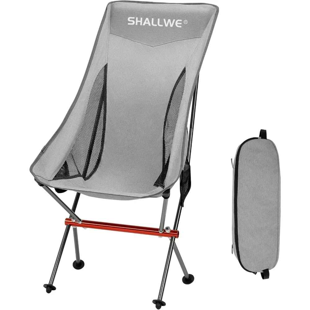 Ultralight High Back Folding Camping Chair, Upgraded All Aluminum Frame for Adult, Built-in Pillow, Side Pocket & Carry Bag