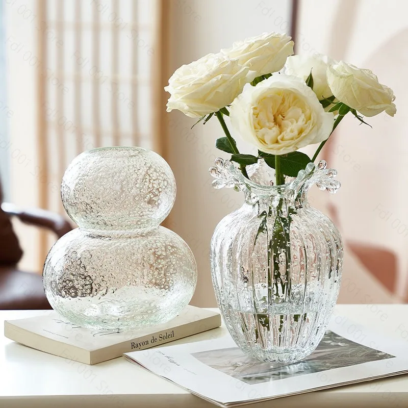 Ins Dreamlike Fluorescent Vase Glow-in-the-dark Exquisite Luminous Glacier Vase Unique Transparent Mushroom Vase Living Room