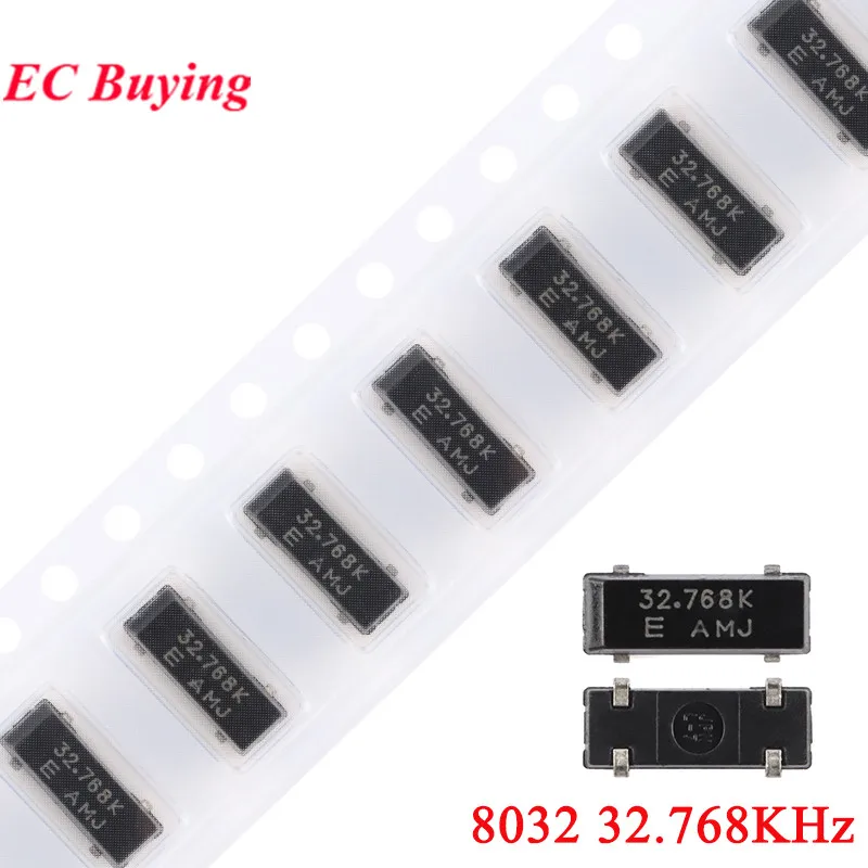 10pcs/lot 8032 32.768K Hz 32.768KHz 32.768 KHz SMD Passive Crystal Oscillator ± 20ppm 12.5Pf 8.0*3.2 8.0x3.2