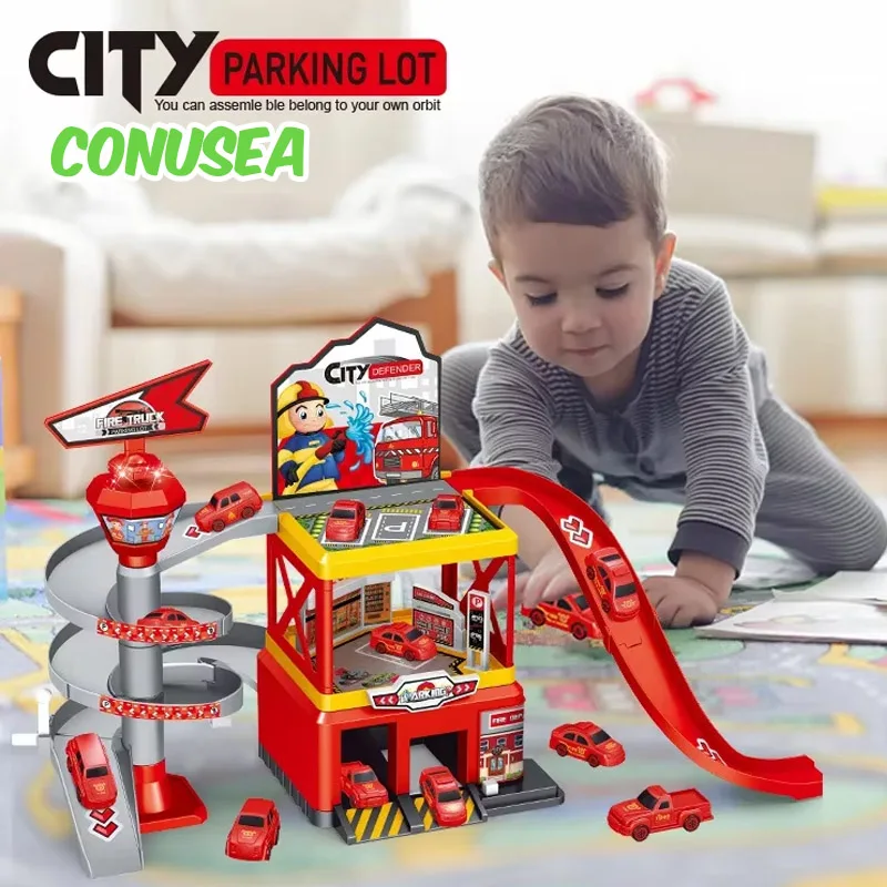 Children's Car Park Railcar Tracks Cars Toys for Children Racing Vehicle Kids Competitive Games Christmas Gifts for Boys Kids