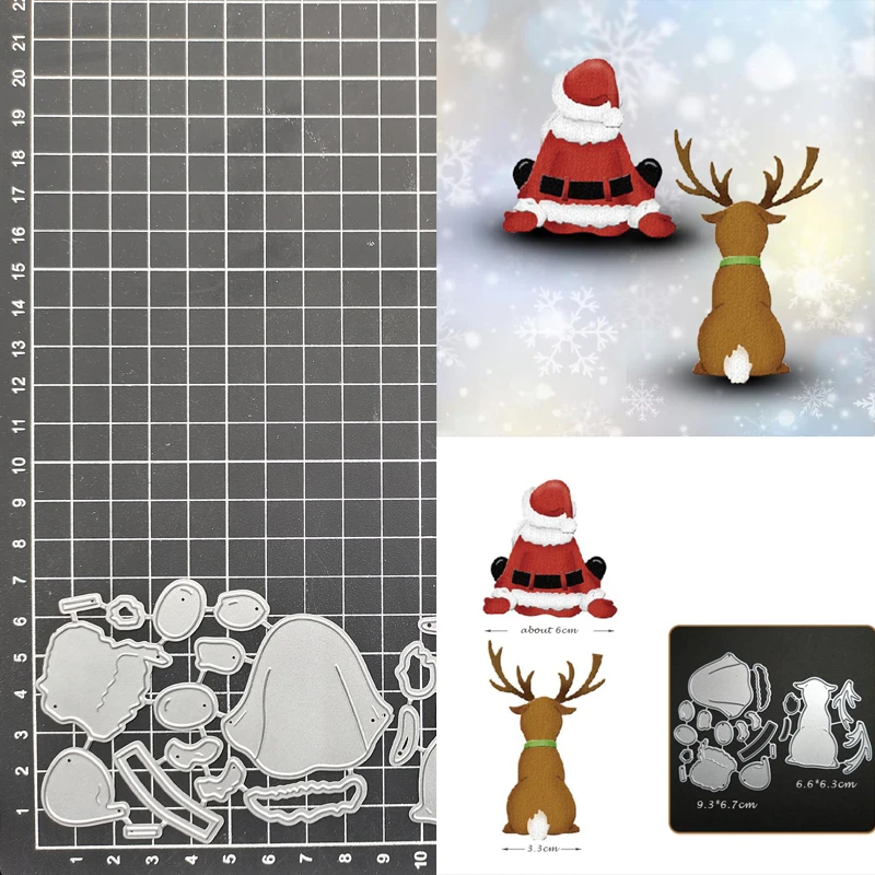 

Santa Claus and Deer Metal Cutting Dies Stencil Scrapbook Album Stamp Paper Card Embossing Decor Craft Knife Mould