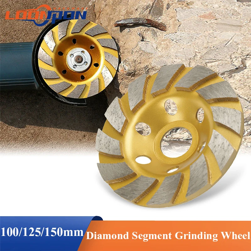 Loonpon 100/125/150mm Diamond Segment Grinding Wheel Cup Abrasive Grinder Disc for Stone Concrete Marble Granite