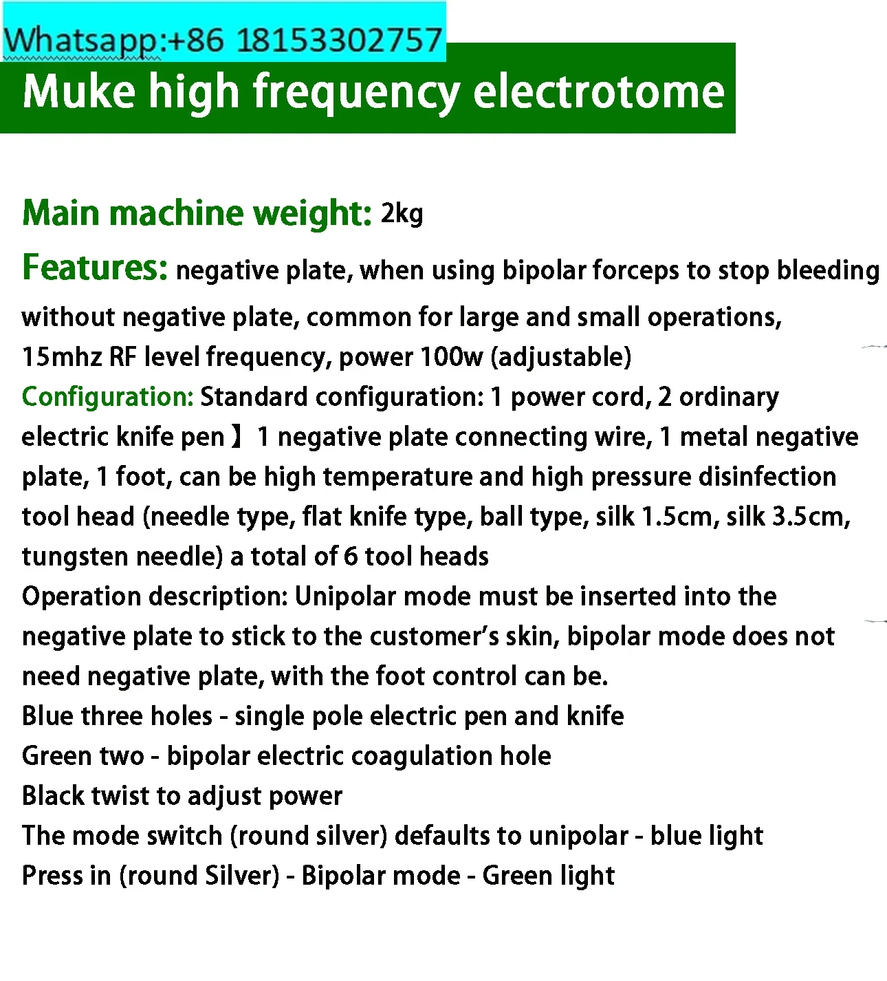 Electrotomo de alta frecuencia Muke