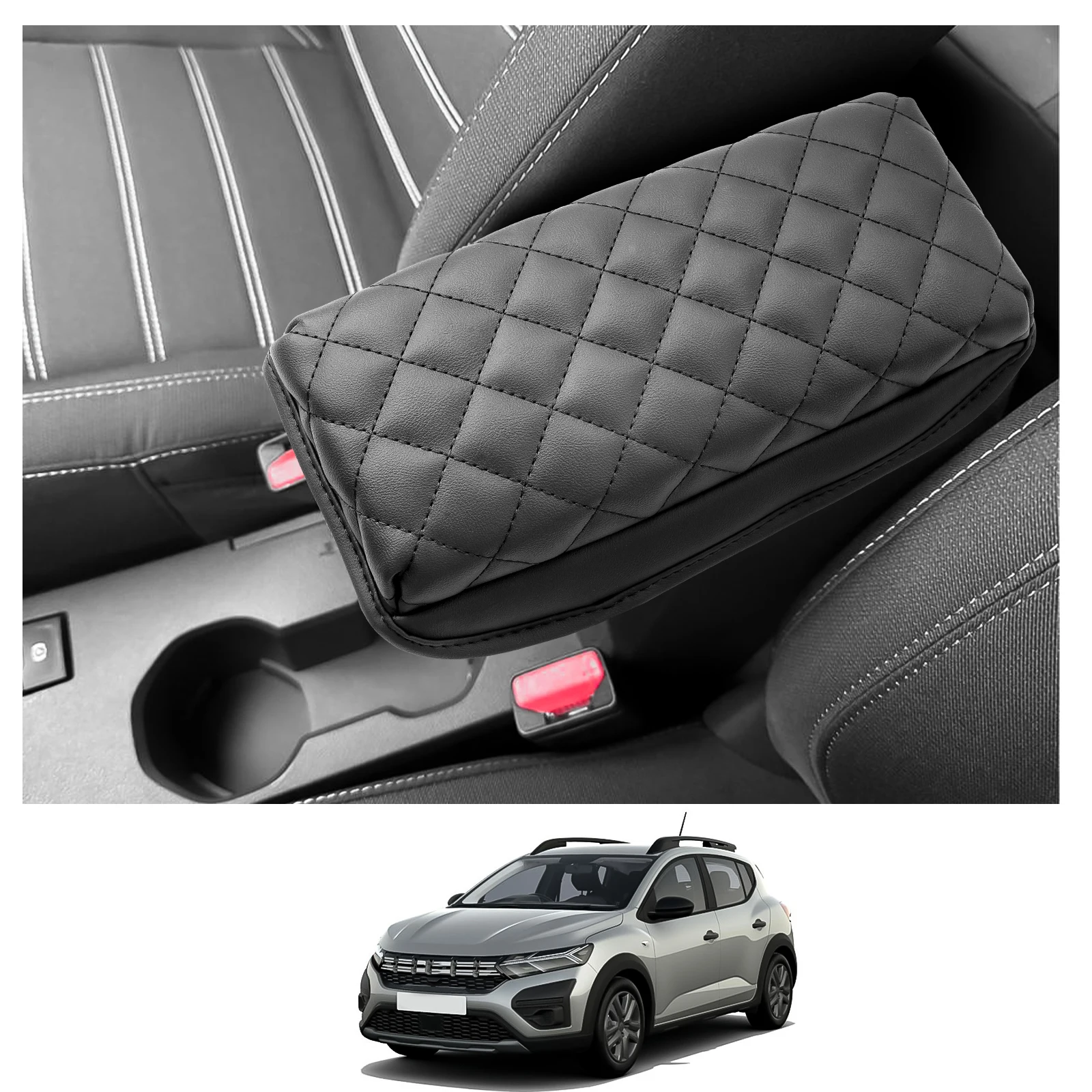 LFOTPP Car Armrest Box Cover para Renault Dacia Sandero 3 / Sandero Stepway III Central Control Armrest Pad Auto Sandero Stepway 2024 Accesorios