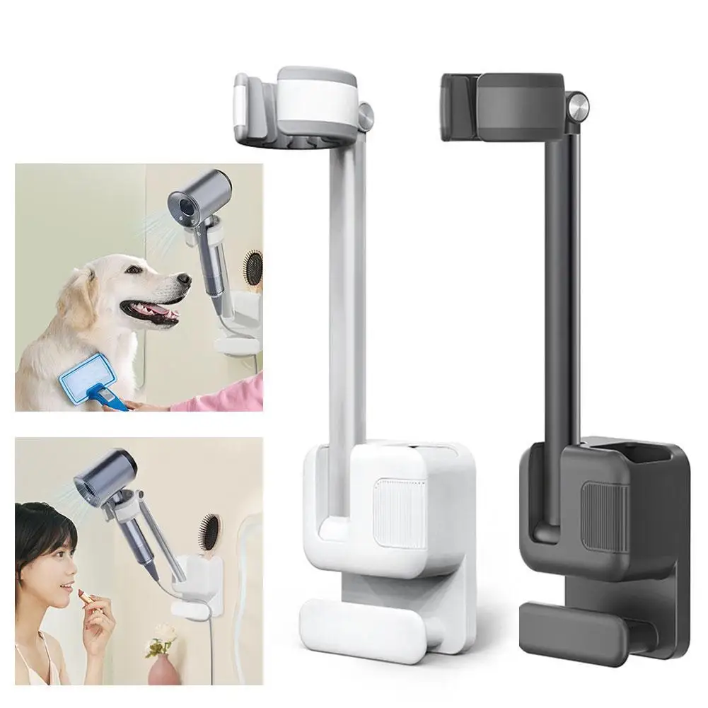 

Hairdryer Stand Hairdryer Holder Wall Mount Rotating Hair Dryer Rack Punch-Free 2025 Hair Styling Tools Organizer For Bathroom