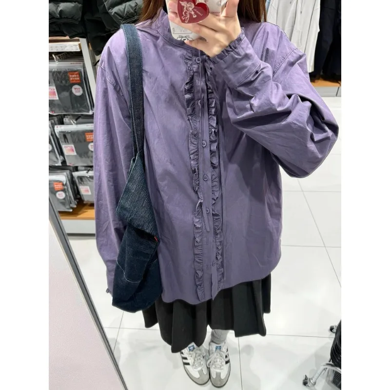 

Женская кружевная рубашка для женщин, весенняя новая нишевая высококачественная свободная повседневная рубашка с длинными рукавами