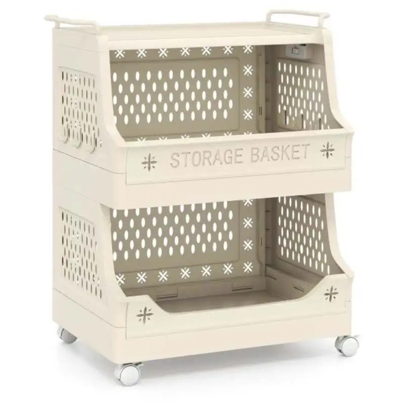 Cesto De Ropa Sucia Con Ruedas De 3 Niveles, Carrito De Almacenamiento De Plástico Con Ganchos Laterales — -79%, 152.59€ Coupon, from 40.07€ – 79% descuento – €40.07