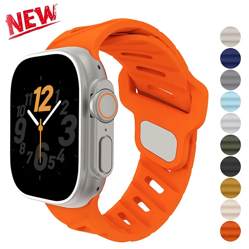 Silikonbänder für Apple Watch Armband Ultra 2 49 mm 45 mm 44 mm 40 mm 41 mm Sportarmband iWatch Serie 8 7 6 5 4 3 SE 9 10 42 mm-46 mm