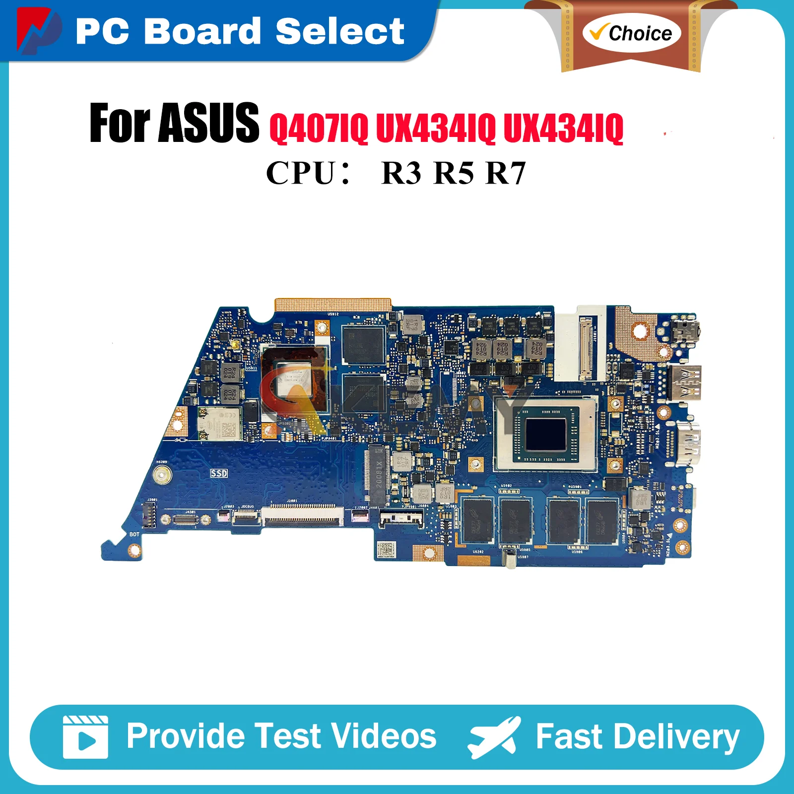 

Материнская плата UX434IQ для ноутбука ASUS ZenBook UX434IQ UX434I Q407IQ с процессором R3 R5 R7, 100% тестирование, ОК, быстрая доставка