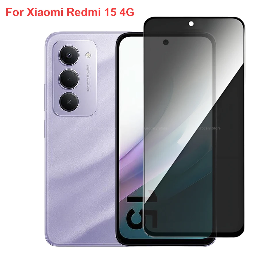 

For Xiaomi Redmi 15 4G Anti Spy Privacy Tempered Glass Screen Protector Compatible For Redmi15 4G Full Cover Screen Phone Film