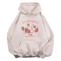 Fashion Women'S Hoodie Cute Strawberry And Rabbit Printed Sweatshirt Pocket Soft Warm Breathable Pullover Autumn Winter Hoody 6