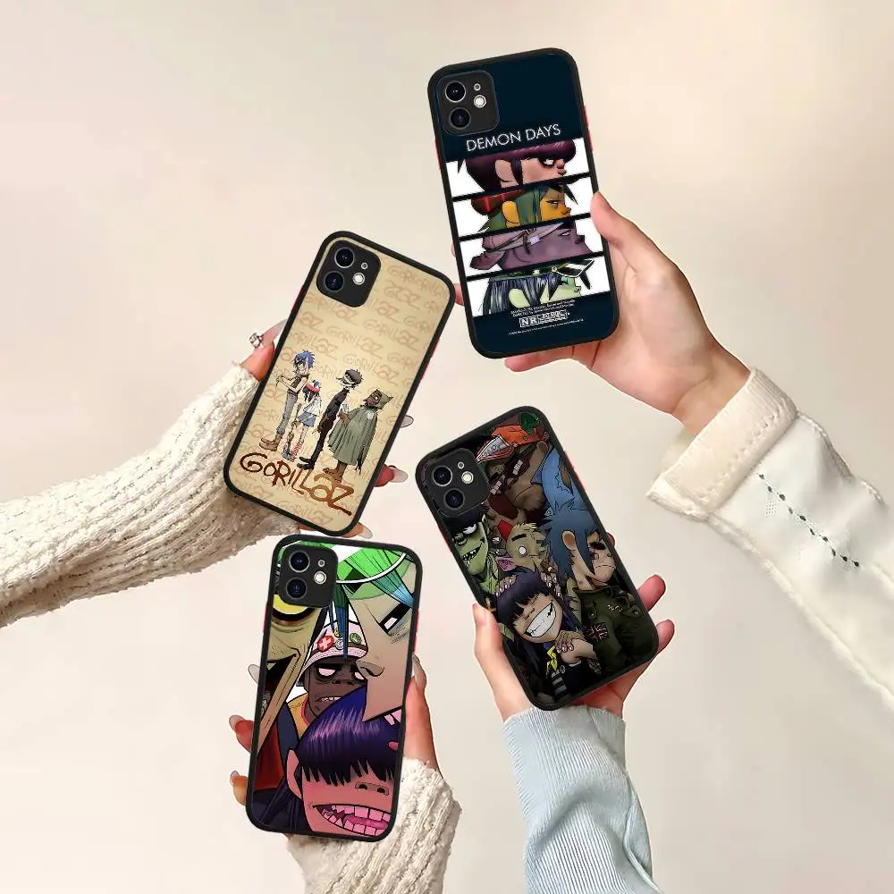 Чехол для телефона Band G-Gorillaz-z для iPhone 16e 16 15 14 13 12 11 Pro Max X XS Max Plus, матовый прозрачный.