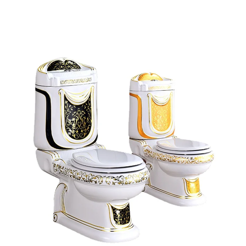 European-Style Toilet Personality High-End Luxury Relief Split Toilet Pedestal Basin Color Golden Wall Defecation Device