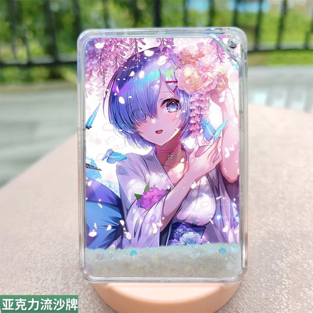 Re:Life in a different world from zero rem DIY White quicksand collectible card bricks for boys anime holiday gifts Ornaments