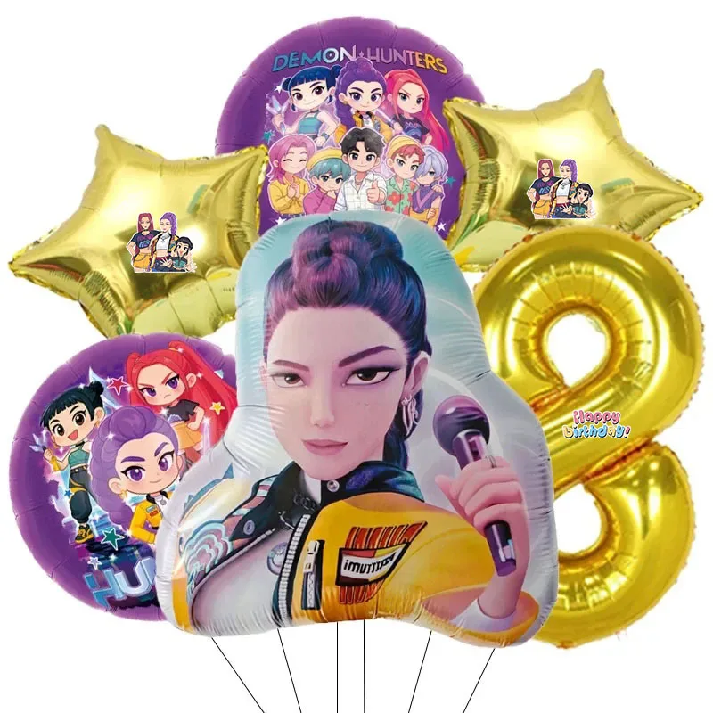 6 stuks paarse aluminiumfolie muziek meisje verjaardagsfeest decoratie ballon set cijfers 0-9 babyshower feestartikelen cadeau
