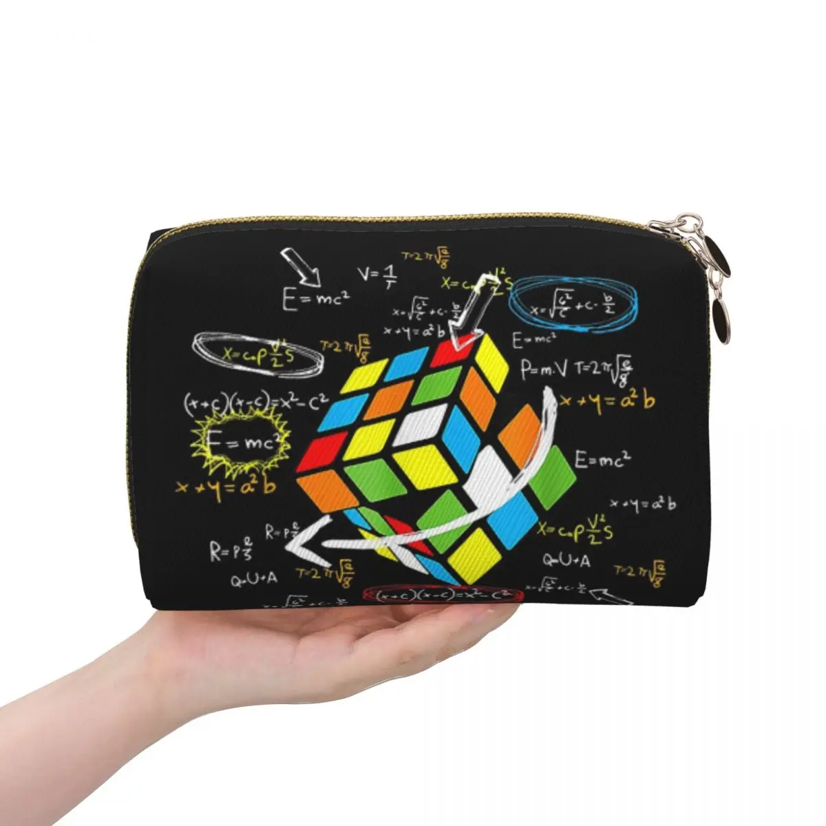 Exploding Rubix Rubiks Magic Cube Math Women Cosmetic Bags Travel Makeup Organizer Pouch Toiletry Storage Dopp Kit Box
