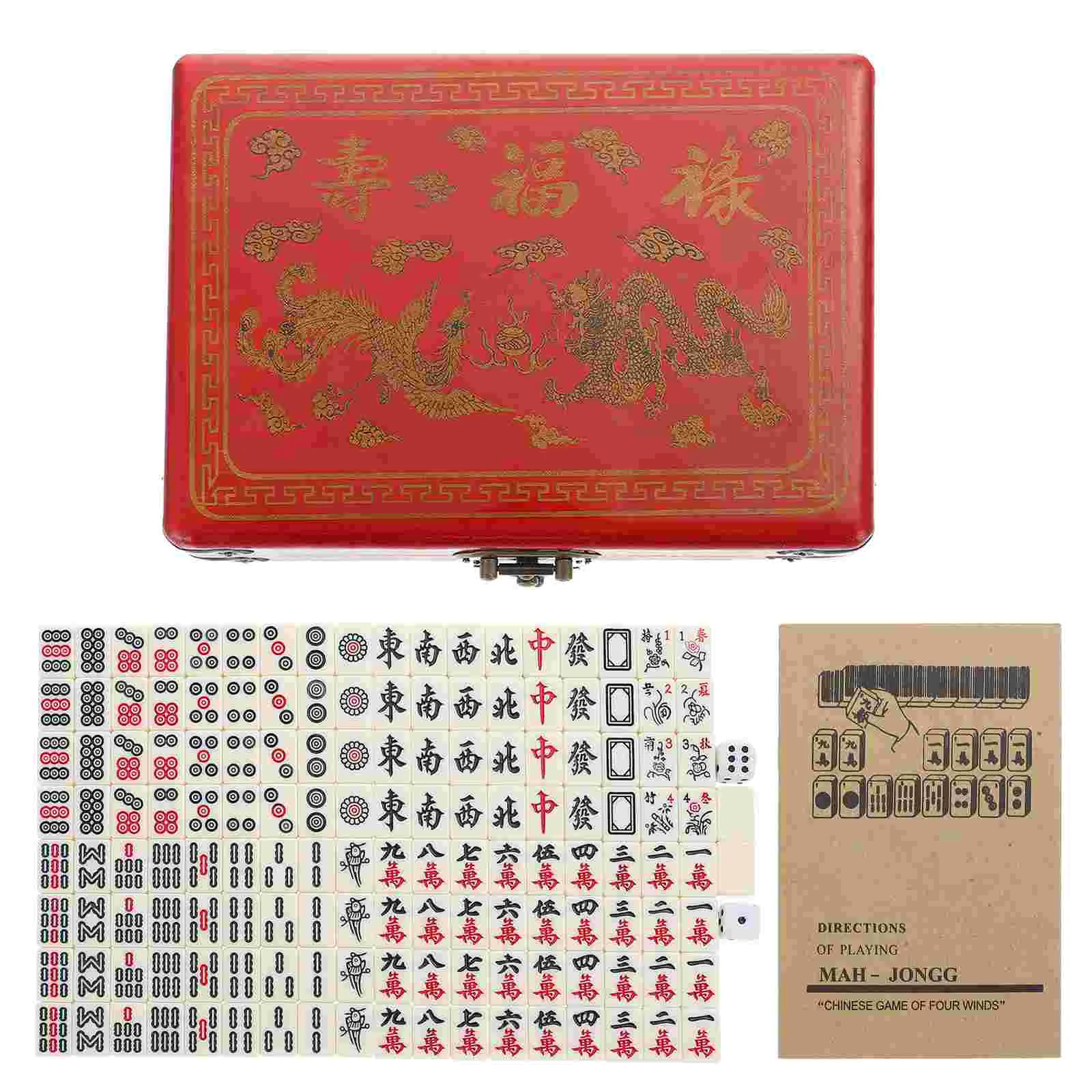 

1 Set Portable Chinese Numbered Mahjong Set Mah- Set with Carry Box for Travel Chinese Mahjong Game