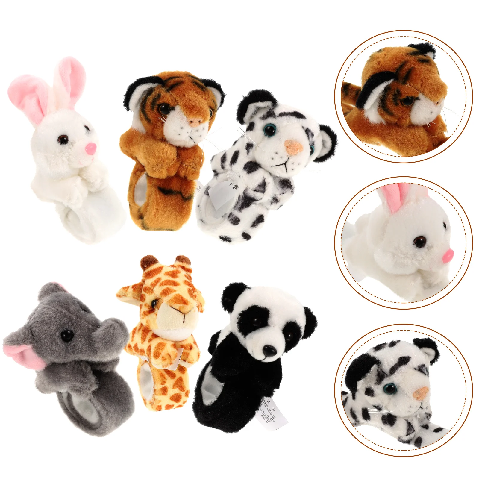 

6 Pcs Simulated Animal Bracelet Soft Wildlife Party Slap Bracelets Snap for Boys Toddler