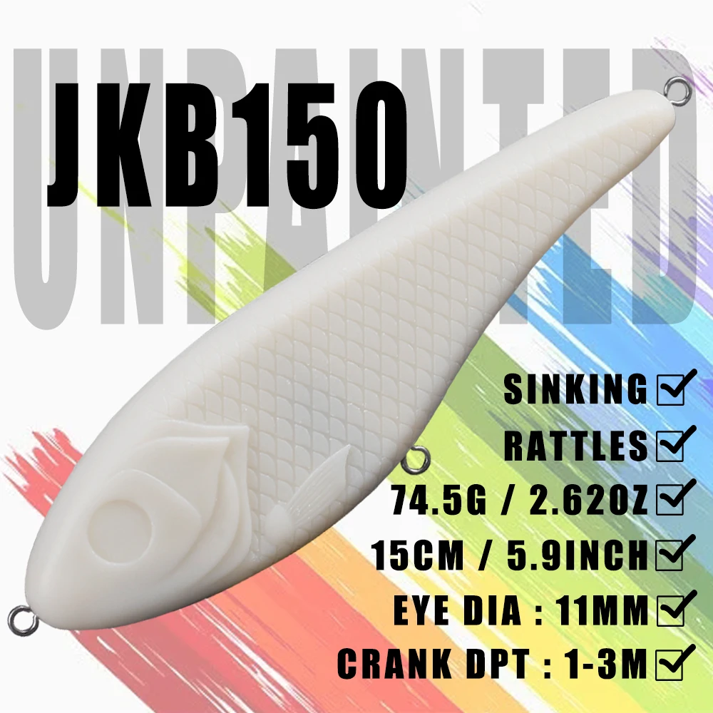 Chan's Huang-cebos de pesca DIY, cebos en blanco sin pintar, 15CM, 74,5G/5.9IN, 2,62 OZ