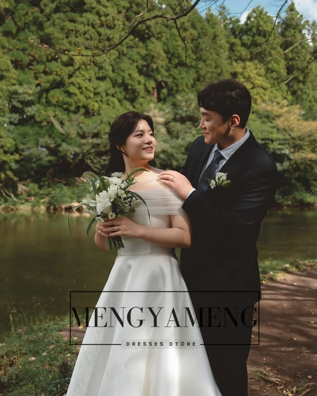 ZHUISHU Eleganti abiti da sposa coreani con scialle Personalizzato Una linea Abito da sposa Abito da servizio fotografico in raso per automatrimonio