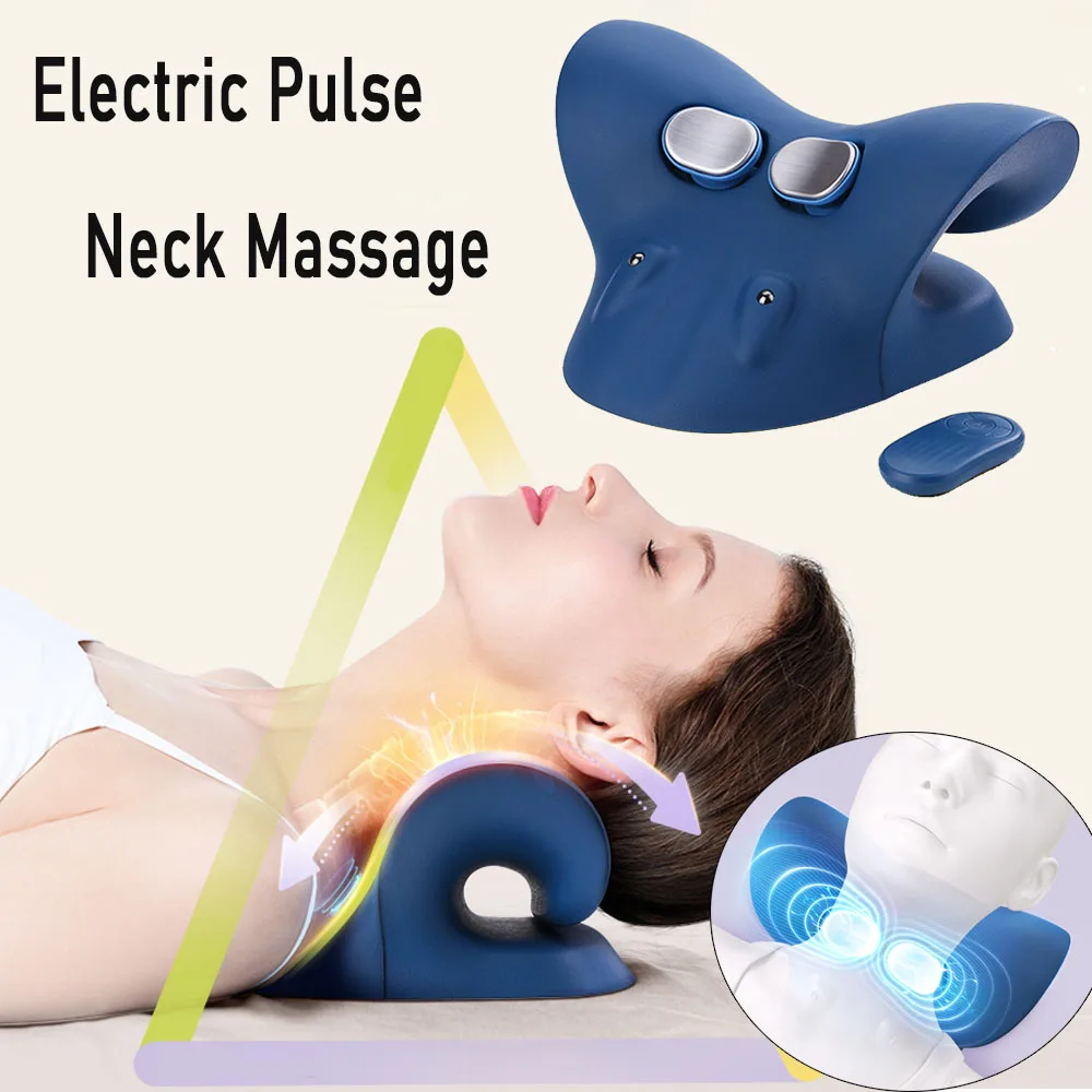 Electric Pluse Neck Massage Pillow Heating Neck Stretcher Traction Device Shoulder Cervical Spine Chiropractic Pain Relief