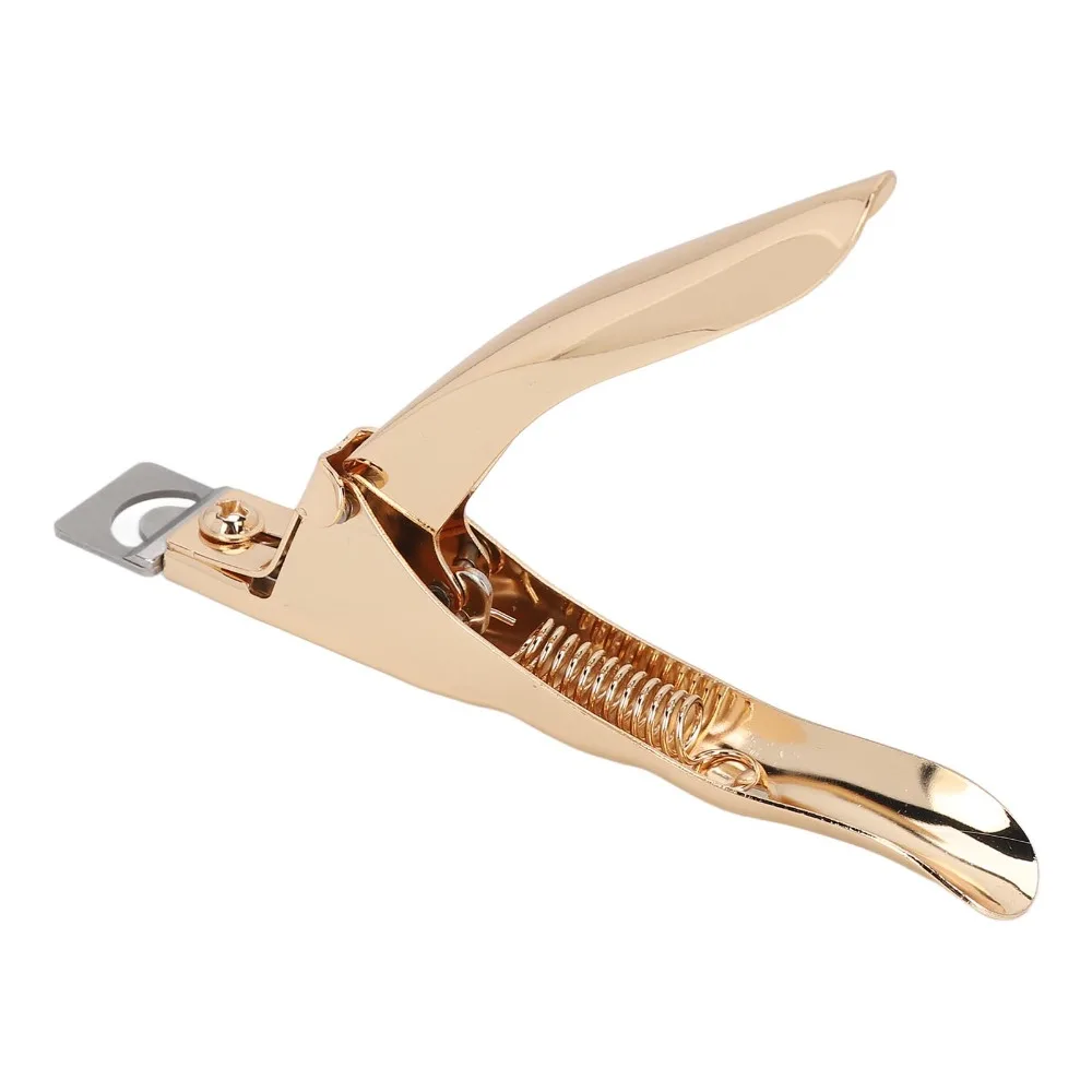 Stainless Steel Nail Tip Cutter Gold Color Straight Edge Fake Nail Trimmer Professional Clippers U Shape Design view 5