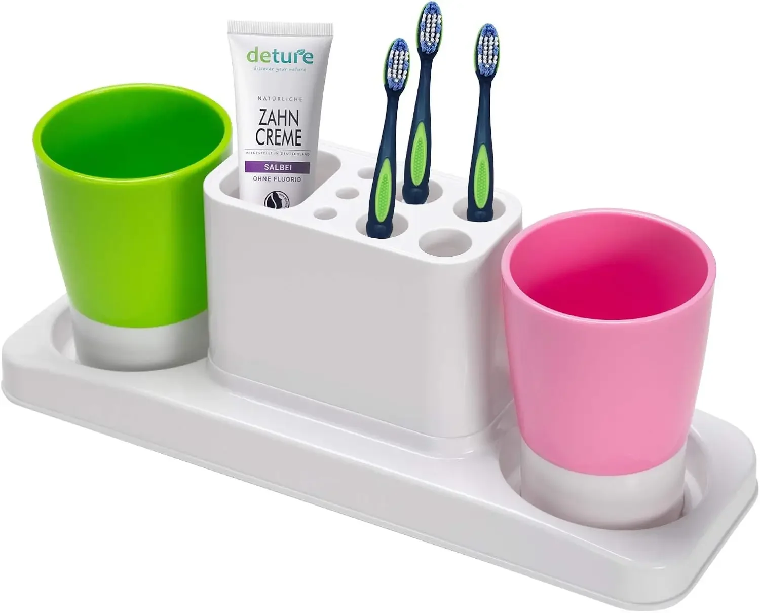 

Подставка-органайзер для зубных щеток в ванной комнате с чашками для ополаскивания (2 чашки)