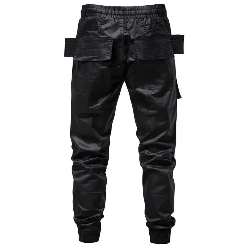 【Mirrordust】Punk Pants Multi Pockets Cargo Pants Joggers Men Black Techwear Harajuku Hip Hop Streetwear Trousers