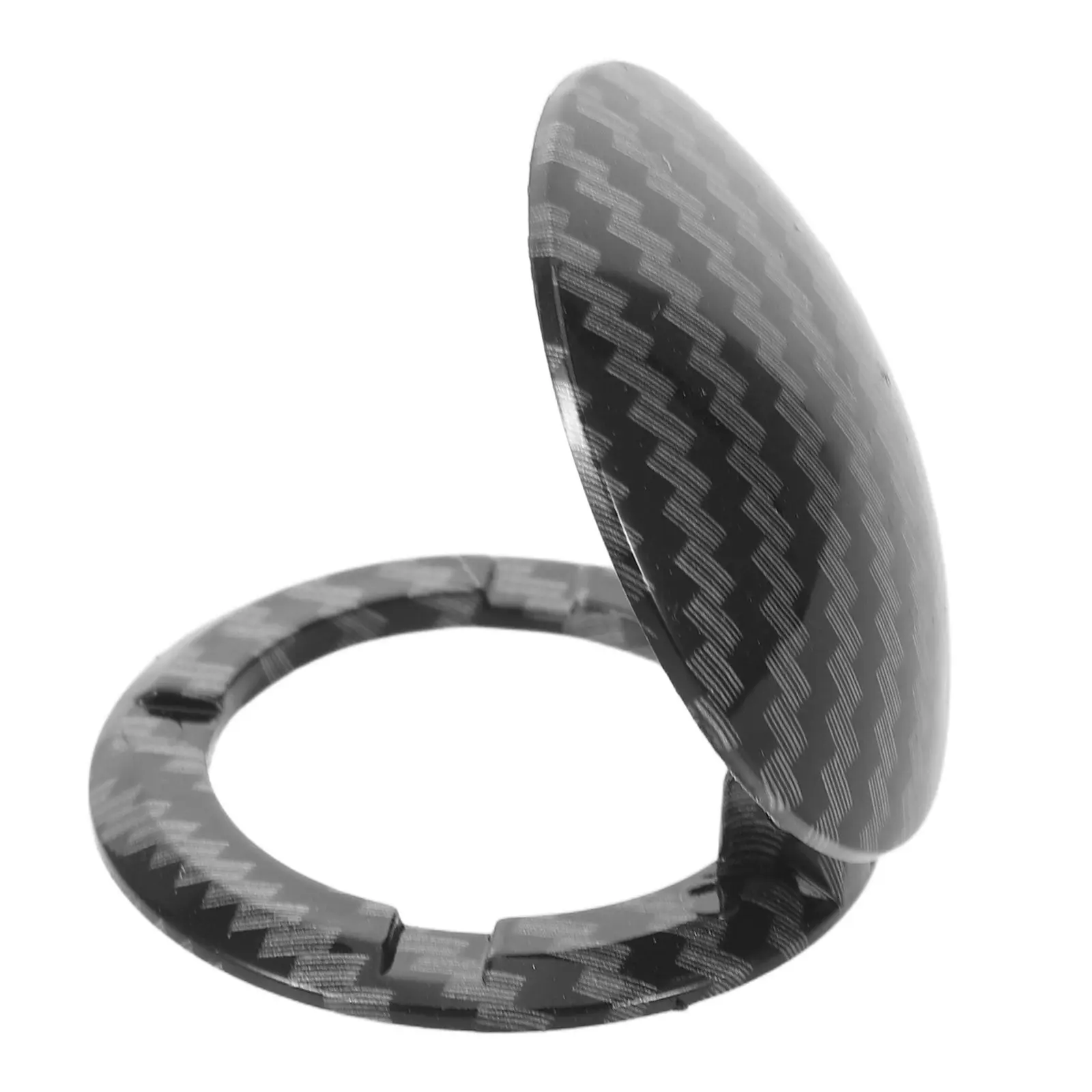 Picture 4: Carbon Fiber Push to Start Button Cover Ignition Switch Protector 1.6x1.6x0.5in Engine Stop Switch Guard Car Push Button Start