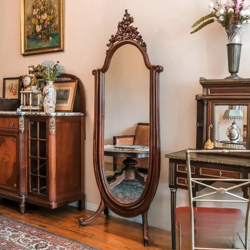 

A16 Classical furniture French rococo style mahogany full-length mirror