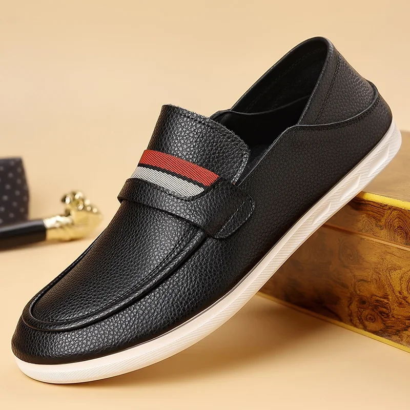 

Summer Genuine Leather Flat Designer Shoes Men Fashion Walking Loafers Outdoor Slip-on Lazy Driving Shoes Comfy Walking Loafers