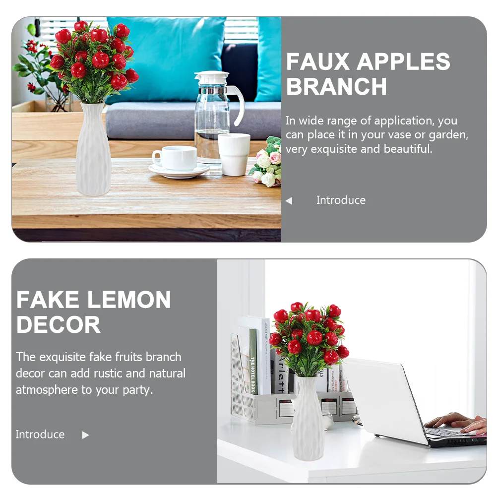 

4Pcs Artificial Fruit Branches Fake Stem Artificial Lemon Branch Vase Filling Decorative Home Garden Party Decor