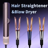 2 IN 1 Professional Hair Straightener & Hair Dryer Heat-Up Hair Flat Iron,  Negative Ion Iron Long-Lasting Styling Tool