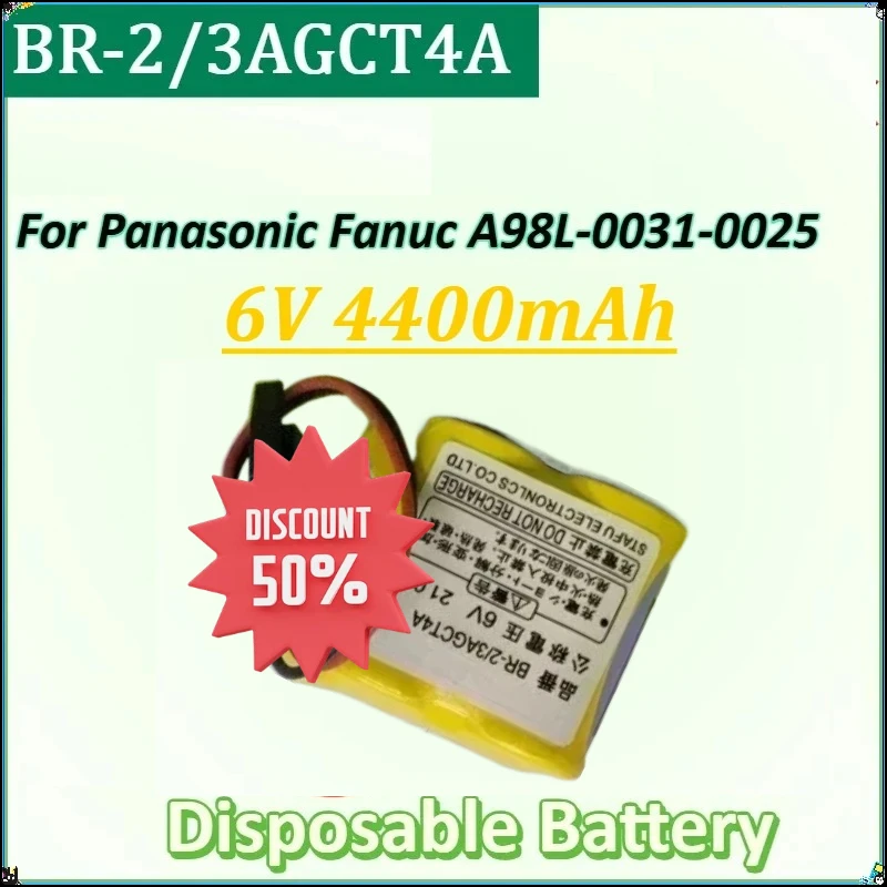 

6V 4400mAh for Panasonic Fanuc A98L-0031-0025 Disposable Battery New BR-2/3AGCT4A Battery Pack PLC Lithium-ion Industrial