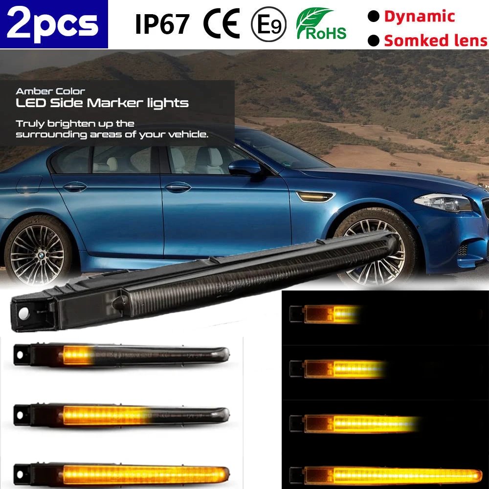 

Dynamic Amber LED Side Marker Light Turn Signal Lamp Blinker BMW F10 Style For BMW F10 M5 FV91 FV92 Car Turn Signal Lamp Blinker